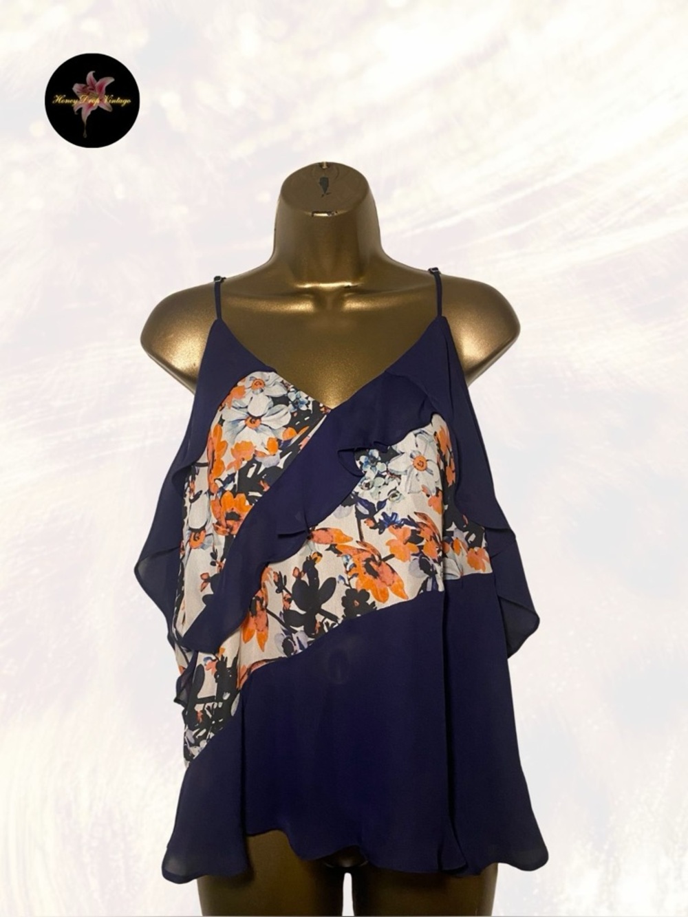 Parker Floral Ruffle Cold Shoulder Top